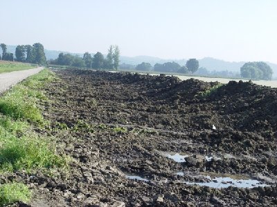 kot zaščito je bilo potrebno izgraditi tudi začasni nasip, kot varstvo pred povratno vodo iz poplavnega območja v Murskem gozdu nedaleč od kraja Benica