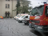 Dopoldanski dežno snežni metež med vajo